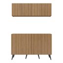 Ver imagem 5 de Kit Bar Armário Aéreo e Aparador 4 Portas Retrô Multimóveis Mp1086 Rustic/preto