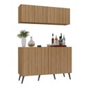 Ver imagem 1 de Kit Bar Armário Aéreo e Aparador 4 Portas Retrô Multimóveis Mp1086 Rustic/preto