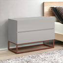 Ver imagem 1 de Mesa de Apoio de Cabeceira Eros 60cm Base Cobre Mdf/mdp Quarto Moderno:off White