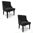 Ver imagem 1 de Kit 2 Cadeiras Estofadas para Sala de Jantar Base Fixa de Madeira Preto Lia Suede Preto - Ibiza