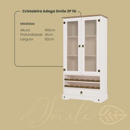 Cristaleira Adega 2 Portas 1 Gaveta - Smile Serpil - 2