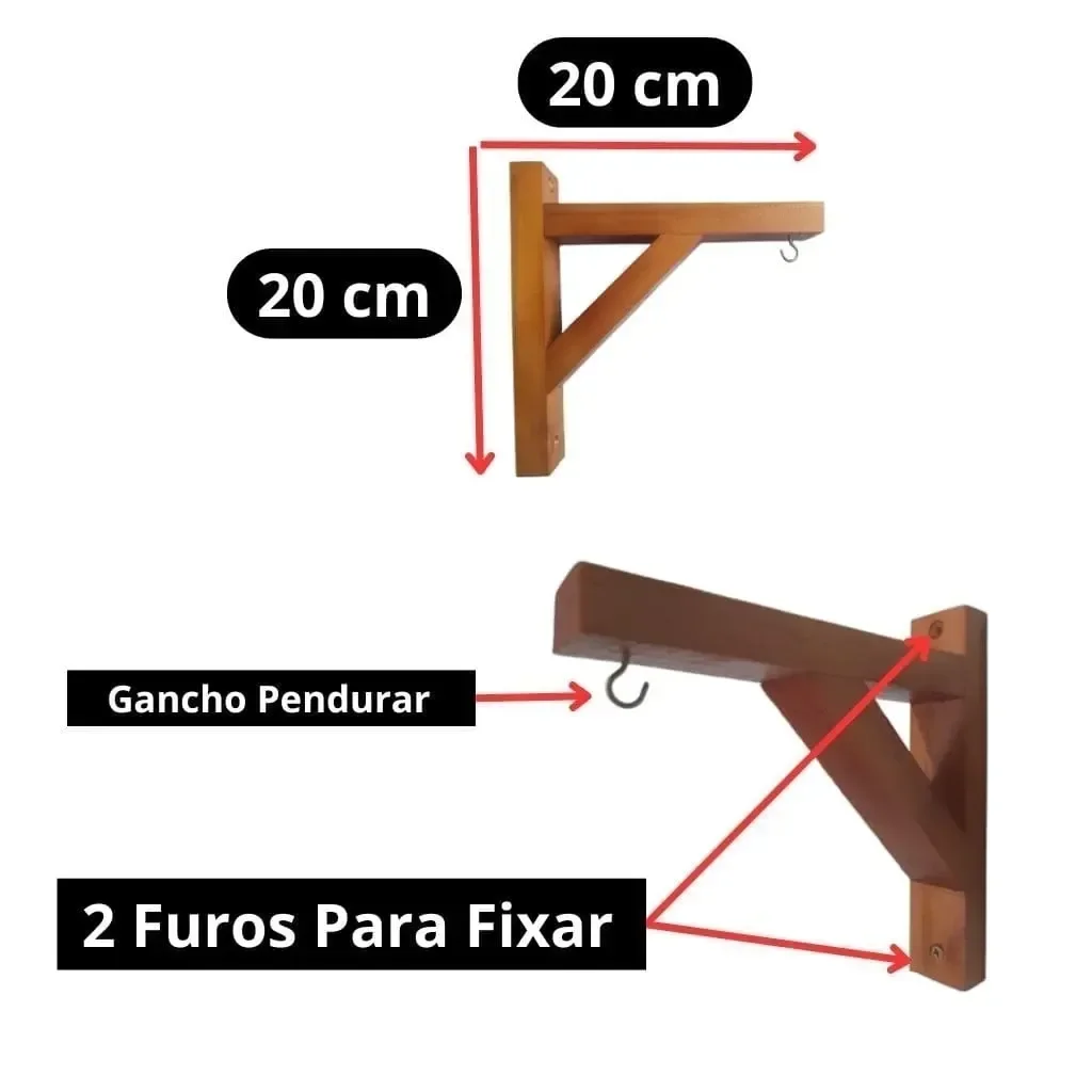 Ver imagem 4 de Kit 2x Suporte para Plantas Mão Francesa Madeira com Verniz
