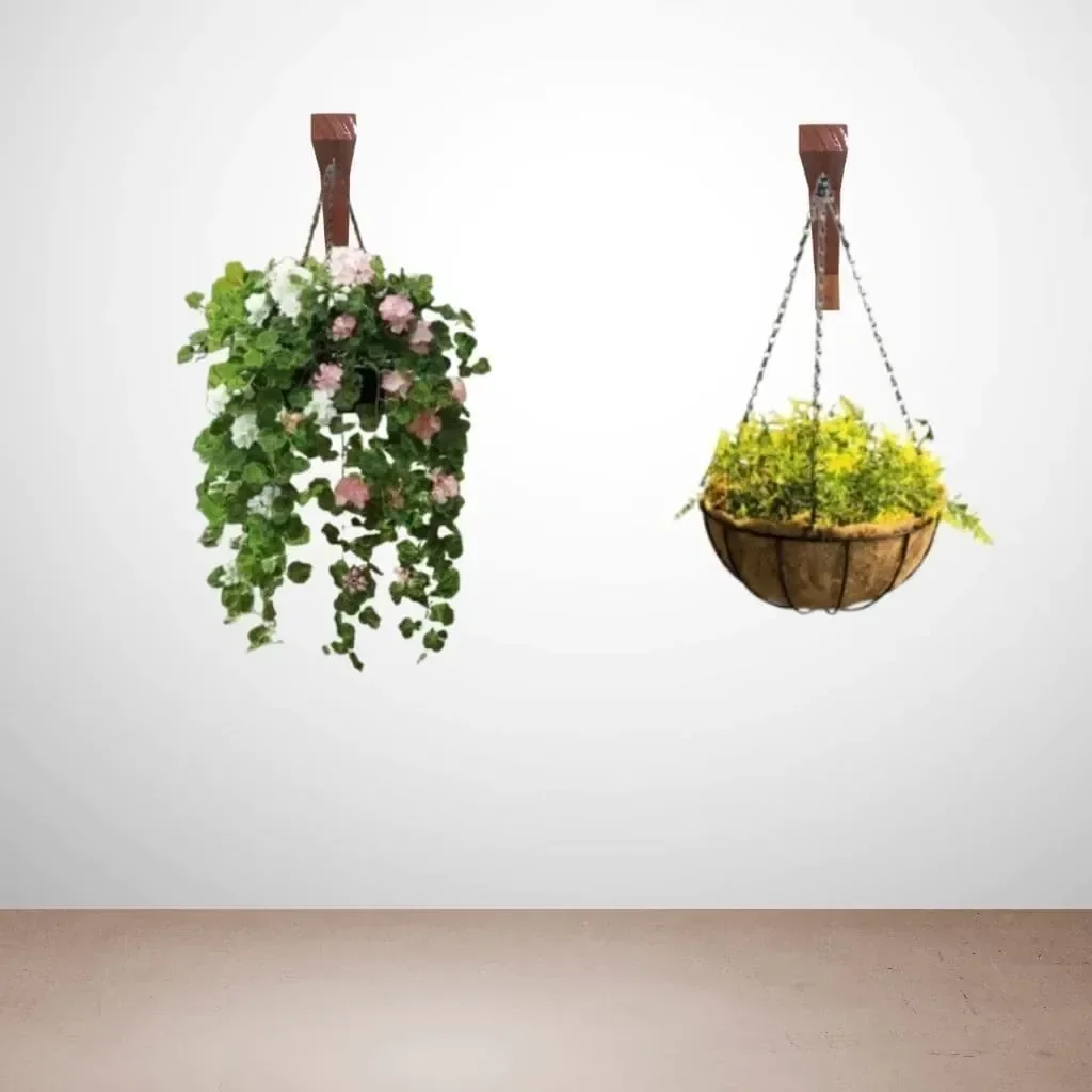 Kit 2x Suporte para Plantas Mão Francesa Madeira com Verniz - 7