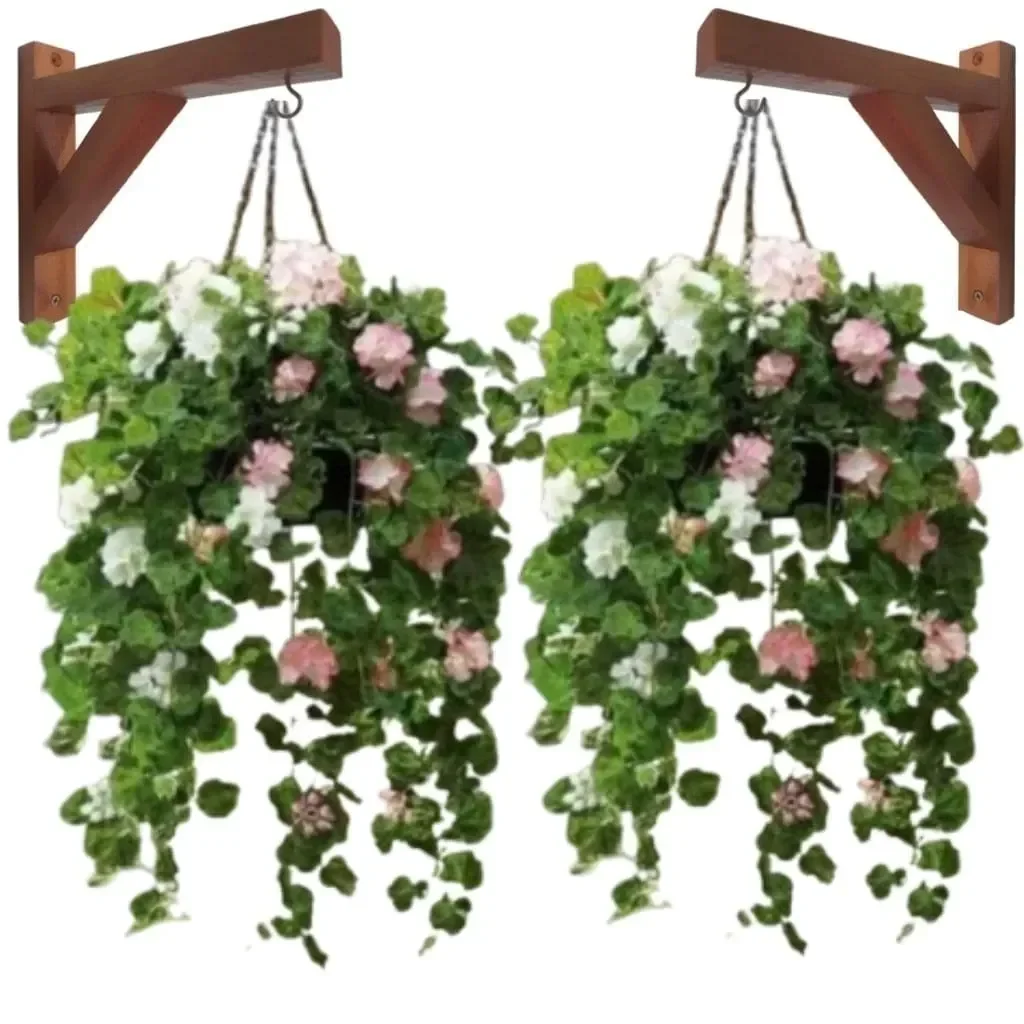 Kit 2x Suporte para Plantas Mão Francesa Madeira com Verniz - 6