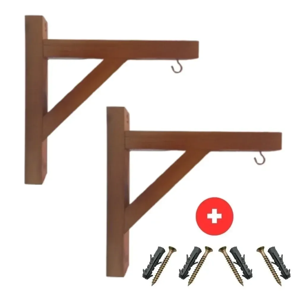 Kit 2x Suporte para Plantas Mão Francesa Madeira com Verniz - 5
