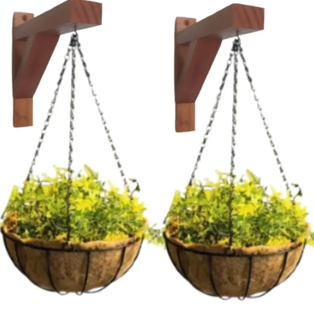Kit 2x Suporte para Plantas Mão Francesa Madeira com Verniz - 3