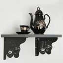 Ver imagem 2 de Par Mãos Francesas Decorativas 20cm Cantinho do Café Bule e Xícara Preto Aço