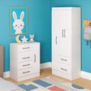 Ver imagem 1 de Quarto Infantil com Cômoda 4 Gavetas e 1 Porta Guarda-Roupa 3 Portas e 2 Gavetas Ninho Branco
