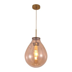 Pendente Dourado com Vidro Conhaque 40cm 1E27 PARIS LUZ