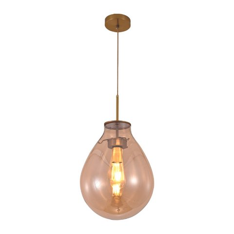 Pendente Dourado com Vidro Conhaque 40cm 1E27 PARIS LUZ