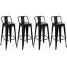 Kit 4 Banquetas Altas Industriais Pretas em Aço 76cm com Encosto – Estilo Tolix - 1