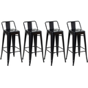 Ver imagem 1 de Kit 4 Banquetas Altas Industriais Pretas em Aço 76cm com Encosto – Estilo Tolix