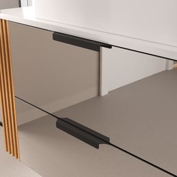 Conjunto Gabinete Banheiro Taos 80cm (armário + Cuba + Espelheira + Tampo Vidro) - 2