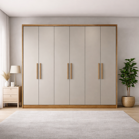 Guarda-Roupa Casal 100% MDF 6 Portas 6 Gavetas New Vertice Cumaru Fendi Novo Horizonte
