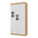 Ver imagem 1 de Guarda-roupa Infantil 92cm com Vidro 3 Portas e 2 Gavetas Brisa Multimóveis Mp4425 Madeirado/branco