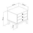 Ver imagem 3 de Mesa de Cabeceira 45cm com 3 Gavetas com Puxadores em Metal Cor:mel Branco