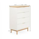 Ver imagem 5 de Cômoda Kaki 4 Gavetas 115 Cm X 80 Cm X 45 Cm Tauari/branco