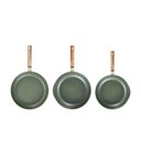 Ver imagem 2 de Kit Com 3 Frigideira Cerâmica Antiaderente Roichen - Indução - Marfim E Verde
