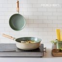 Ver imagem 3 de Kit Com 3 Frigideira Cerâmica Antiaderente Roichen - Indução - Marfim E Verde