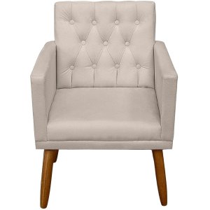 Poltrona Decorativa para Sala Reforçada Confortável Pés de Madeira Escritório