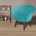 Ver imagem 3 de Poltrona Decorativa Pétala Suede Azul Tifany Pés Madeira Mz Decor