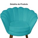 Ver imagem 2 de Poltrona Decorativa Pétala Suede Azul Tifany Pés Madeira Mz Decor