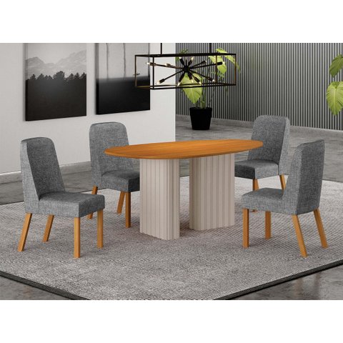Conjunto Jantar 4 Cadeiras Maciça 1,35x90 Iza - Arbo Design