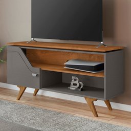 Rack para Tv até 50 Polegadas Valência 1 Porta 1 Prateleira Titanium/naturalle - Móveis Bechara - 1