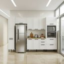 Ver imagem 4 de Cozinha Completa Americana 6 Peças com Paneleiro Torre Quenta e Bacão com Tampo 100% MDF Grazi