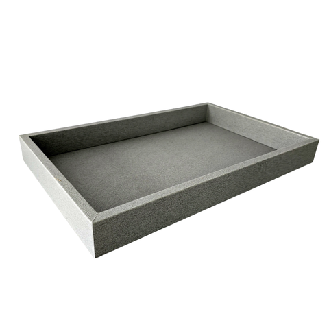 Bandeja Mdf Retangular - Revestida Pu Cinza com Riscos 23480 - 38cm