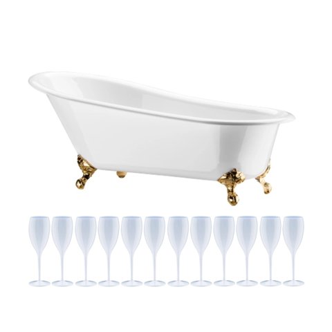 Kit Champanheira Branca Banheira P/12 Garrafas + 12 Taças