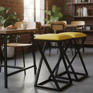 Kit 2 Banquetas de Cozinha Baixa Z Industrial:amarelo