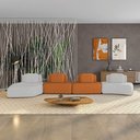 Ver imagem 1 de Sofá 4 Lugares Orgânico com Chaise e 3 Módulos Berlim bouclê Cz K01 - D'Rossi Cinza Claro-