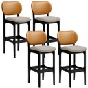 Ver imagem 1 de Kit 4 Banquetas Alta Bar Cozinha Jantar Betta L02 Preto Couríssimo Whisky Linho Bege - Lyam Decor