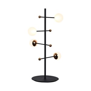 Luminária de Mesa ABAJUR FUXICO DOURADO E PRETO E BRANCO (D)28CM (A)52CM 4X3W 3000K 600LM