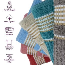 Kit 4 Toalhas de Banho Caneladas Gigante Banhão 70 X 140 Beka Mega-absorção - Modelo 1 - 5