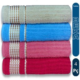 Kit 4 Toalhas de Banho Caneladas Gigante Banhão 70 X 140 Beka Mega-absorção - Modelo 1 - 2