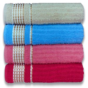 Kit 4 Toalhas de Banho Caneladas Gigante Banhão 70 X 140 Beka Mega-absorção - Modelo 1