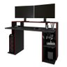 Mesa Gamer para Pc Computador Preta Vermelha Com Suporte Headset Gaia Permobili - 5