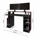 Ver imagem 4 de Mesa Gamer para Pc Computador Preta Vermelha Com Suporte Headset Gaia Permobili