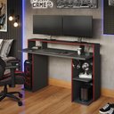 Ver imagem 1 de Mesa Gamer para Pc Computador Preta Vermelha Com Suporte Headset Gaia Permobili