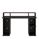 Ver imagem 3 de Mesa Gamer para Pc Computador Preta Vermelha Com Suporte Headset Gaia Permobili