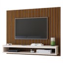 Ver imagem 1 de Painel Cissa Tv 32 36 39 40 42 46 47 50 Polegadas Prateleira Nicho Quarto Sala - Ripado/off White