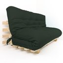 Ver imagem 1 de Sofa Cama Futon Oriental King Verde Militar Madeira Maciça Pinus Natural Sem Pintura