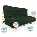 Ver imagem 5 de Sofa Cama Futon Oriental King Verde Militar Madeira Maciça Pinus Natural Sem Pintura