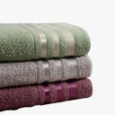 Ver imagem 1 de Jogo C/ 3 Toalhas de Banho Marselha 70x140cm 100% Algodão - Verde Menta / Açaí / Inox