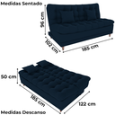 Ver imagem 3 de Sofa Cama 2 Lugares 185 Cm Duda Veludo Light B254 Azul Milani Store