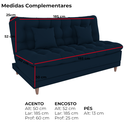 Ver imagem 4 de Sofa Cama 2 Lugares 185 Cm Duda Veludo Light B254 Azul Milani Store