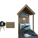 Ver imagem 4 de Quarto Infantil Cama e Mesa Dobrável Kitcubos Espresso Móveis Bege/Carvalho Mel