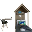 Ver imagem 3 de Quarto Infantil Cama e Mesa Dobrável Kitcubos Espresso Móveis Bege/Carvalho Mel